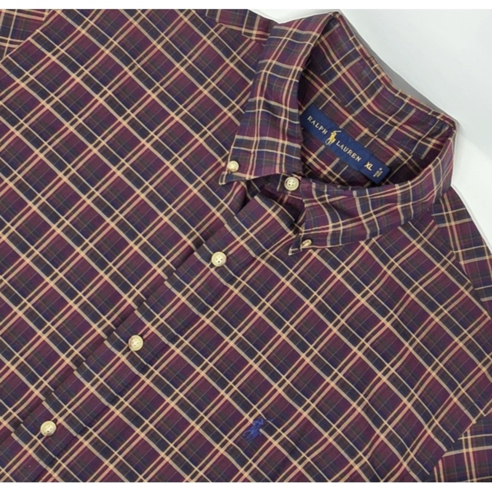 Polo Ralph Lauren Button Down L/S Shirt Men's XL Multicolor Madras Plaid EUC
